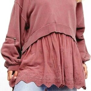 Free People oversized dusty rose tunic hoodie